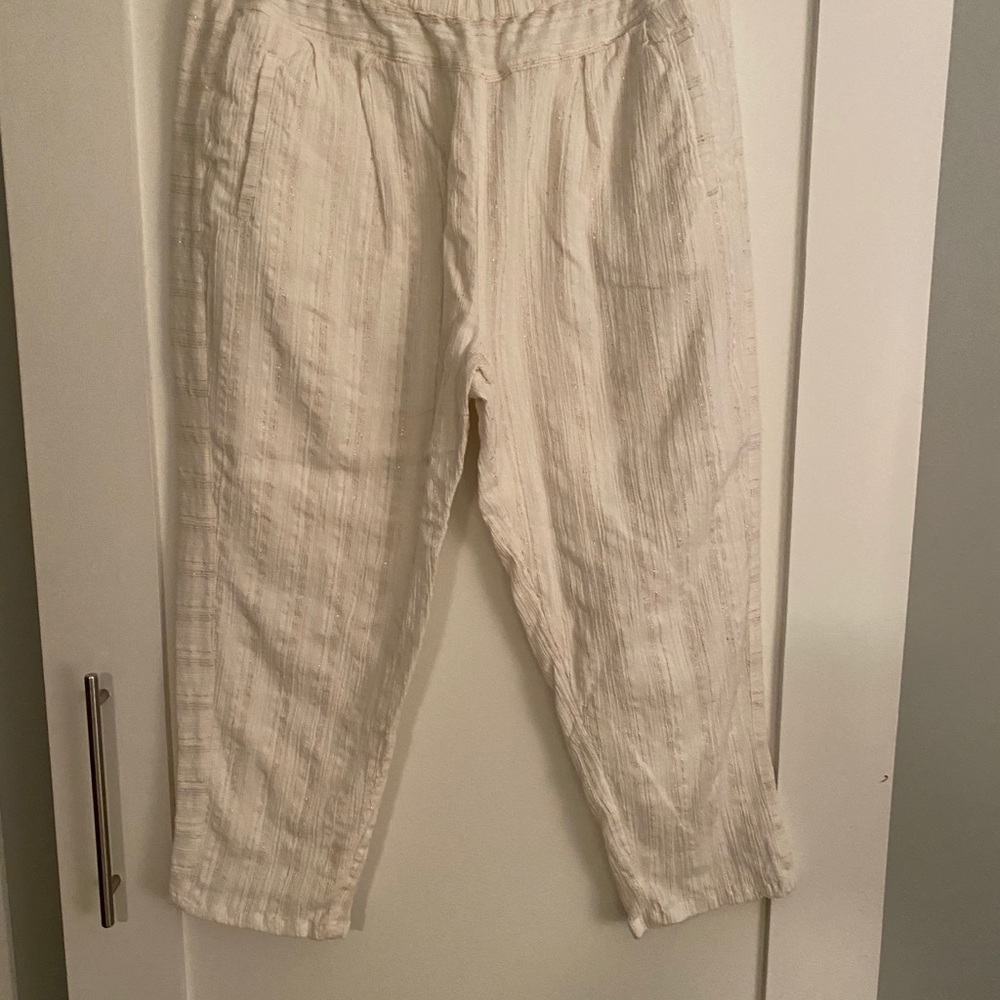 Hei Hei cream with gold shimmer striped pants